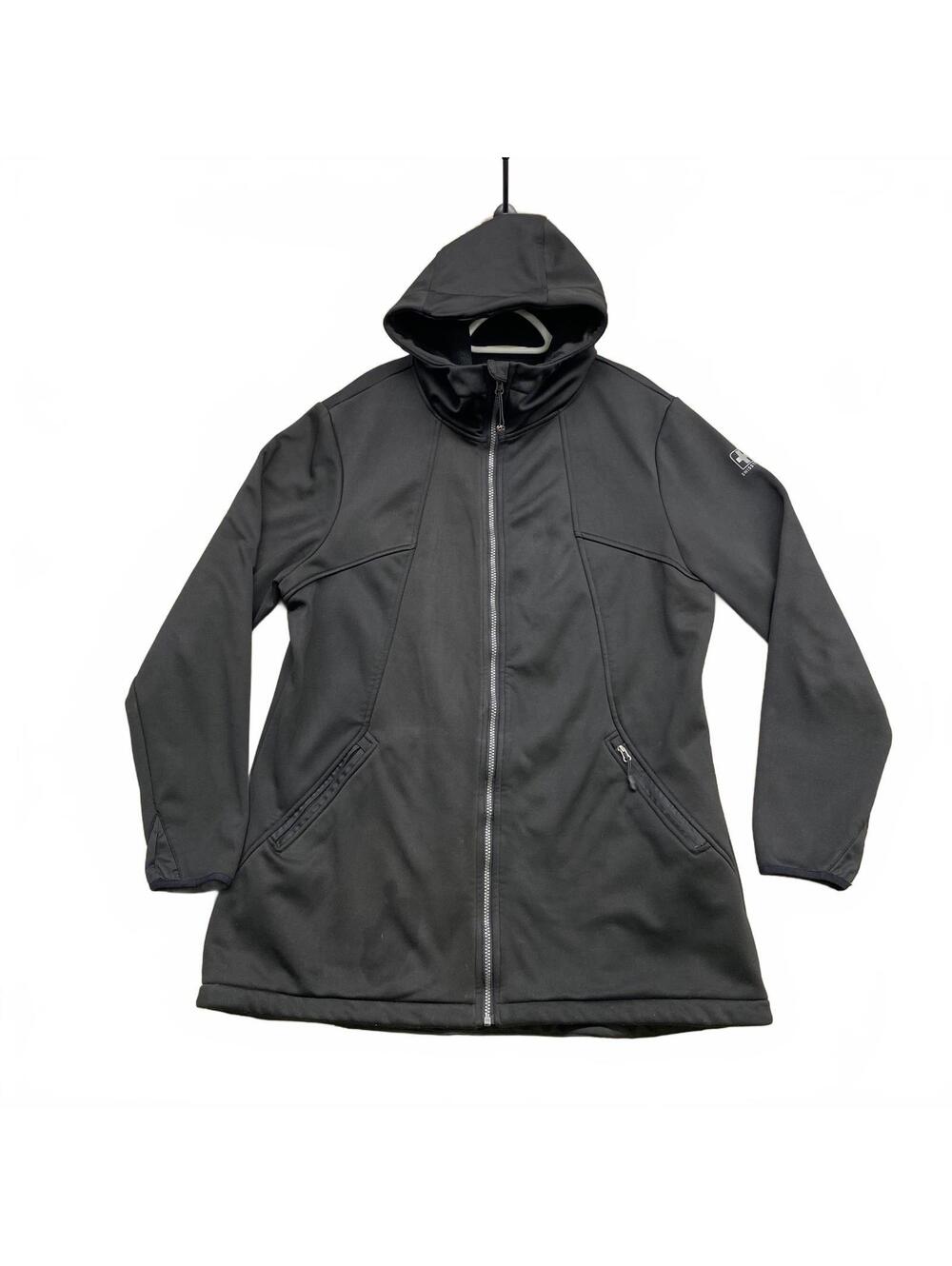 SwissTech Black Hooded Softshell Jacket XL Full Zip Fleece Lined Swiss Tech